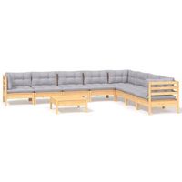 juego de muebles de jardin 9 pzas y cojines madera maciza pino vidaxl