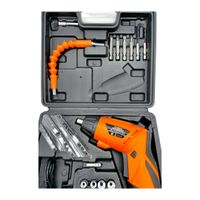 ac tools mini atornillador compacto de bateria 36v 47 piezas articulado puede usarse en modo pistola o rotar y usarse en posicion vertical recta modelo naranja incluye cable de carga