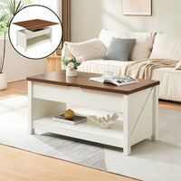 mesa de centro kasama con tablero elevable - 110x55x54 cm - efecto nogalblanco