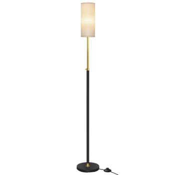 VASAGLE  Lámpara de Pie LED con Pantalla de Tela y 3 Temperaturas de Color, 25 x 25 x 148 cm, Negro