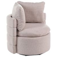 sillon de tela con respaldo curvo base giratoria de 360 y cojines decorativos con espacio de almacenaje beige randers
