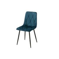 silla tapizada azul patas metal