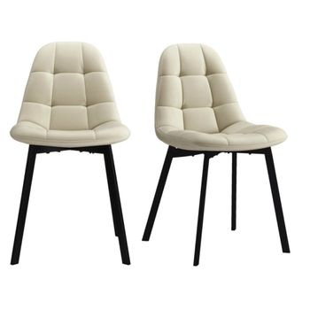 Silla de terciopelo blanco y metal negro (x2)