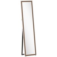 homcom espejo de cuerpo entero 157x37 cm con marco bicolor espejo de pie inclinado o colgante blanco y marron