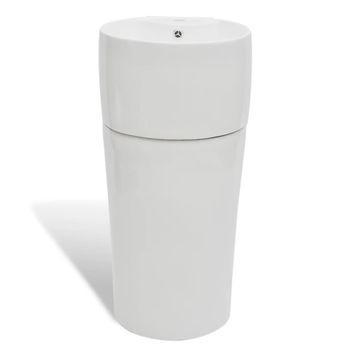 Lavabo De Baño Moderno | Lavabo De Pie Redondo De Cerámica Hueco De Grifo/desagüe Blanco