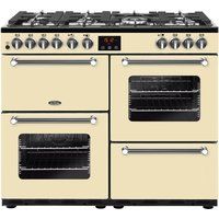 belling kensington 100dft dual fuel range cooker - cream  chrome cream