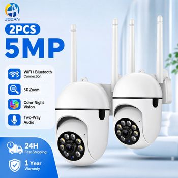 JOOAN - 2 Cámaras IP Inalámbricas de 5MP, Cámara PTZ con Zoom 5X, Seguimiento Automático, Audio Bidireccional, Visión Nocturna en Color, Protección y Vigilancia del Hogar