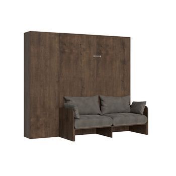 Cama Abatible 160 Vertical Kentaro Sofà Con Columna Nogal