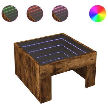 Mesa De Café - Mesa De Centro Con Infinity Led Roble Ahumado 50x50x30 Cm