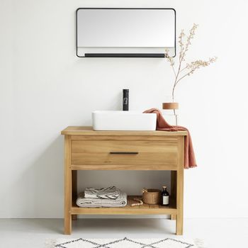 Mueble de lavabo de teca maciza 90 cm