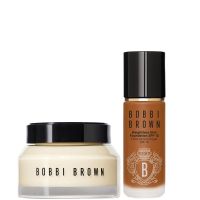 bobbi brown hydrating duo vitamin enriched face base  weightless skin foundation bundle various shades - warm walnut