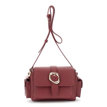 bolso de hombro con solapa bordeaux