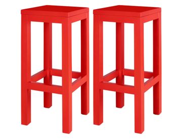 Set 2 Taburetes lacados pino 65cm Rojo Llama