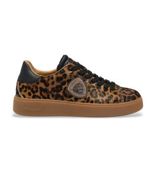 Blauer para mujer. F6VICTORY01 Zapatillas de piel Victory leopardo (39), Plano, Cordones, Casual, Animal print