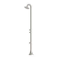 ducha de acero inox 316l satinado doble boton y temporizada para exterior