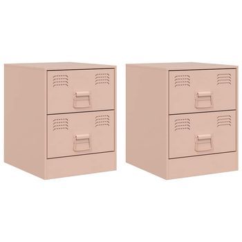Mesitas De Noche 2 Unidades Acero Rosa 34,5x39x44 Cm Vidaxl