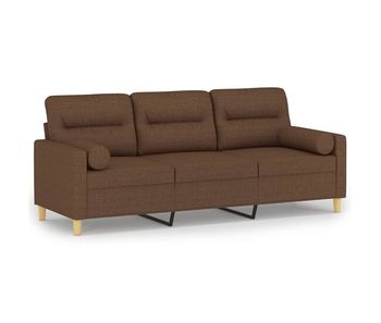 Vidaxl sofá de 3 plazas con cojines tela marrón 180 cm