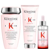 kerastase genesis shampoo conditioner and serum hair trio routine
