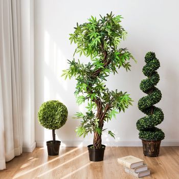 Planta Artificial, Planta Decorativa Artificial, Planta De Interior Con Tronco De Madera Auténtica, Verde, 160 X 19 X 19 Cm