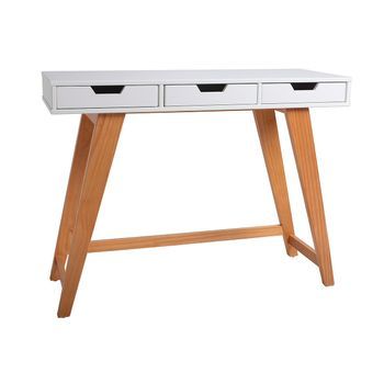 Consola / Mueble Recibidor De 3c En Color Blanco Con Patas De Madera Maciza