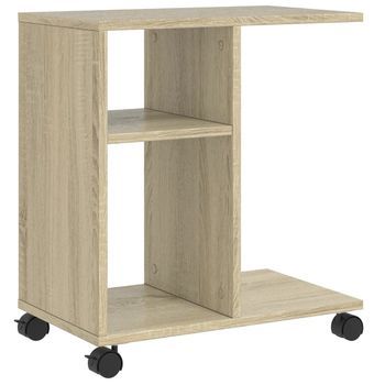 Mesa Auxiliar Con Ruedas Madera Ingeniería Sonoma 50x30x55 Cm