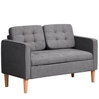 homcom sofa de 2 plazas con almacenamiento patas de madera sofa tapizado con aspecto de terciopelo para sala de estar 117x62x78 cm   aosom espana