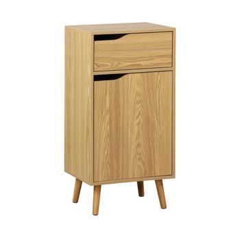 Mueble De Baño Vintage, 1 Cajón Y 1 Puerta, Efecto Fresno