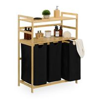 cesto para ropa sucia con 2 estantes negro