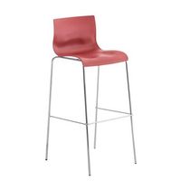 taburete de bar con respaldo curvo reposapies de plastico negro y 4 patas de metal cromado 100004941