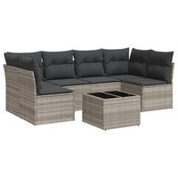 set de sofas de jardin 7 piezas con cojines ratan pe gris claro