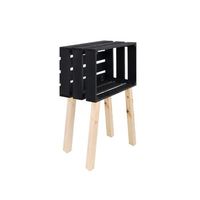 mesita box horizontal negra - hecha a mano en espana - madera natural