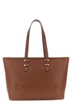 shopper efecto piel con grano con asas planas y pasadores metálicos brown taglia unica