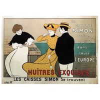 legendarte - cartel publicitario vintage huitres exquises - cuadro lienzo impresion digital cm 50x70