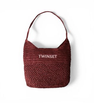 Twinset para mujer. 261TD8310 Bolso Hobo de Rafia granate (OSFA), Casual