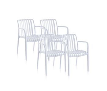 Pack 4 sillas de exterior en blanco 57,5x55,5 cm jamie arm blanco 57,5 x 81 x cm