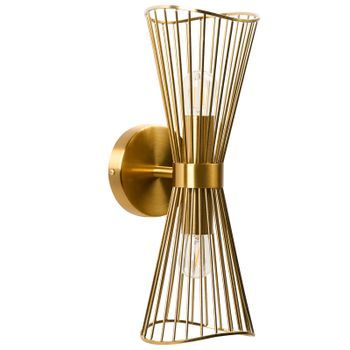 Lámpara De Pared Led De Metal Sala De Estar Estilo Moderno Doble Dorado Parada