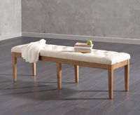 camille large cream fabric bench