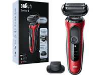afeitadora - braun series 6 61-r1200s 3 cuchillas electrica para barba easyclick wet  dry rojo