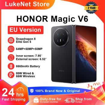 HONOR Magic V6 Versión EU, Teléfono Inteligente 5G, Snapdragon 8 Elite Gen5, Batería de 6660 mAh, Supercarga de 80 W, MagicOS 10, Pantalla OLED de 7.95 Pulgadas, IP69