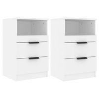 juego de 2 mesitas de noche con cajones y compartimento abierto 40 x 36 x 65 cm madera de ingenieria blanca dec034979