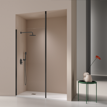 Panel Fijo De Ducha Fresh Levante Negro  90-91 Cm Cristal Transparente