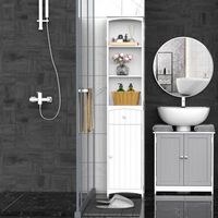 mueble armario columna multiusos de mdf homcom 34x24x170 cm - blanco