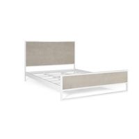 cama de metal y resina blanca y beige