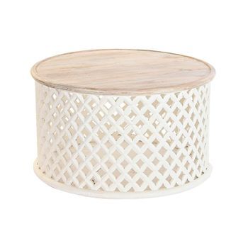 Mesa Auxiliar Dkd Home Decor Aluminio Madera De Mango (81 X 81 X 45 Cm)