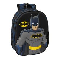 safta batman mochila 3d - portabotellas - hombreras acolchadas - asa de mano superior - 27x33x10cm - color negro