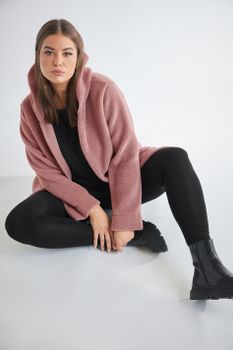 Yours Luxury Chaqueta De Peluche Rosa Con Capucha, Mujer Curvy Y Tallas Grandes, Yours