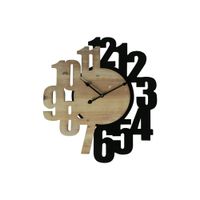 reloj tallado en madera marron y negra 565x50 cm