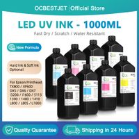 tinta de curado uv de 1000ml para cabezales de impresion epson xp600 tx800 xp-600 tx-800 l800 l805 l1800 r290 r300 1390 1400 1430 dx7 dx10 para impresoras uv