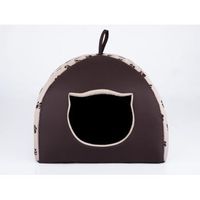 caseta para gatos con almohada r3 49x49 beige huellas igloo