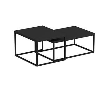 Set de 2 mesas de centro nido aabenraa metal/aglomerado - negro mate [en.casa]